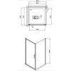 Wellis Quadrum 90 szögletes zuhanykabin alumínium profil átlátszó üveg rajza