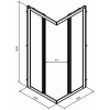 Kolo GEO szögletes zuhanykabin ezüst profil átlátszó Reflex üveg 190x80 cm 560.112.00.3 rajza