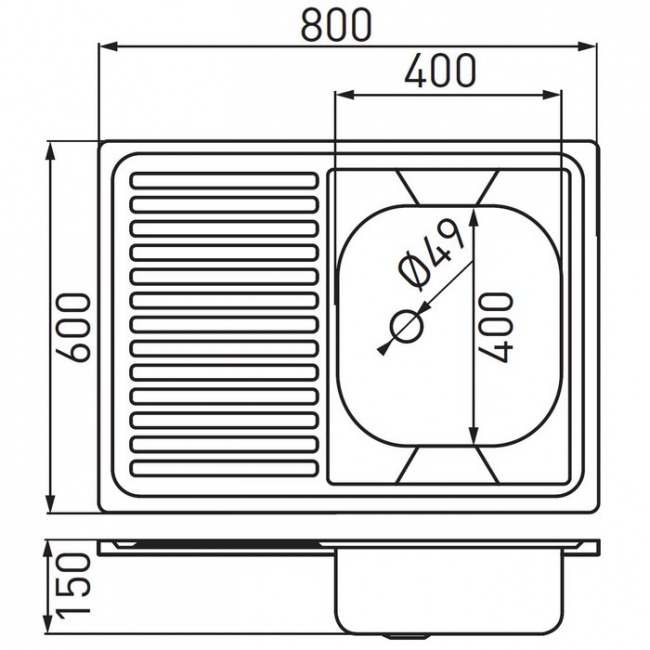 Ferro rozsdamentes mosogató szövetmintás DR60/80LTS.H rajza