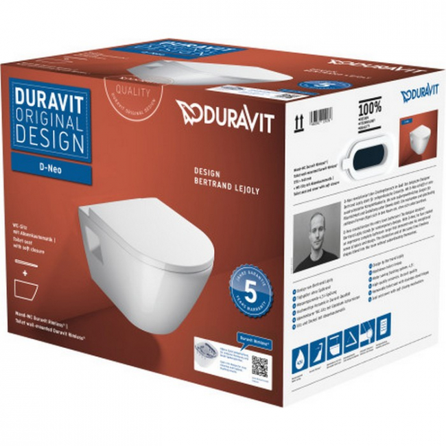 Duravit D-Neo fali Rimfree WC szett látható rögzítés 45780900A1