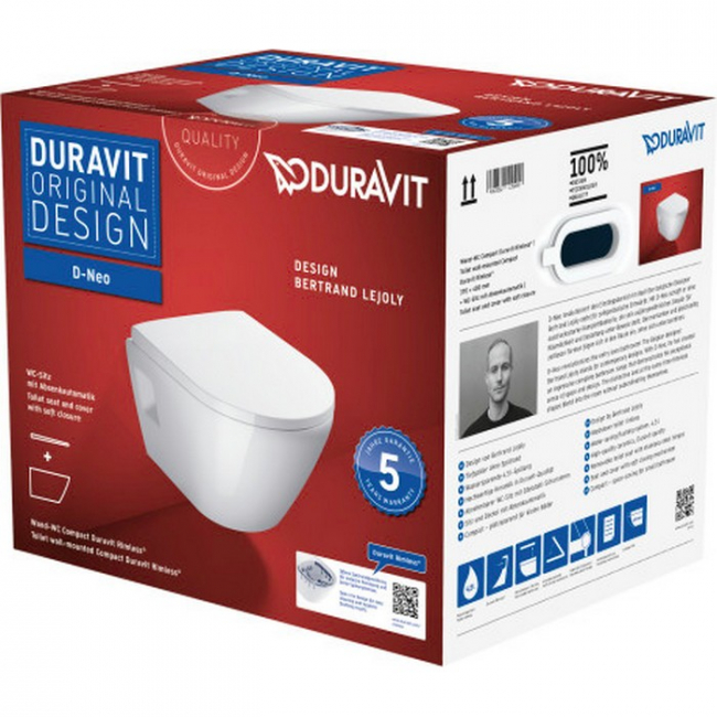 Duravit D-Neo fali kompakt Rimfree WC szett Duravit rögzítés 45870900A1