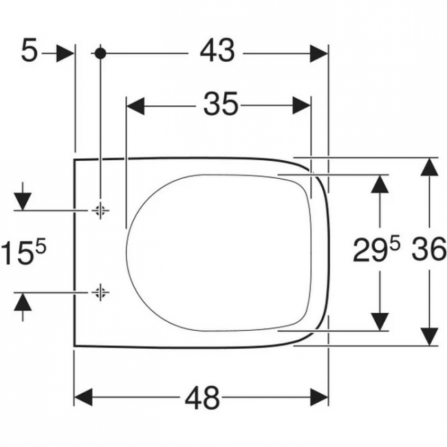 Geberit Selnova Compact fali WC mélyöblítésű fehér GE-501.504.00.7 rajz