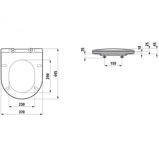 Laufen Pro Slim WC ülőke levehető softclose fehér H8989660000001 rajza