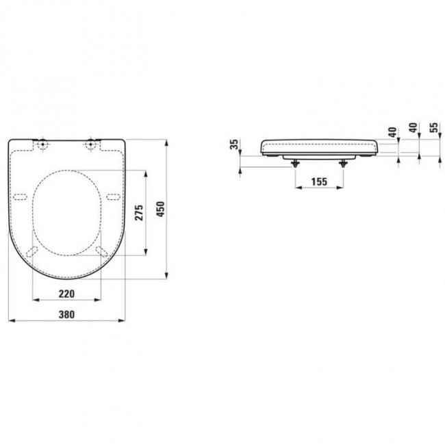 Laufen Pro WC ülőke levehető softclose fehér H8969513000001 rajza