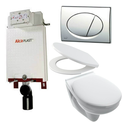 Alcaplast AM100 beépíthető WC tartály SZETT fényes króm nyomólappal s005 SANISET005