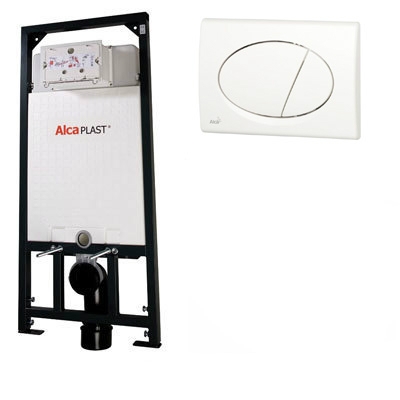 Alcaplast A101 beépíthető WC tartály szerelőkerettel fehér nyomólappal s007