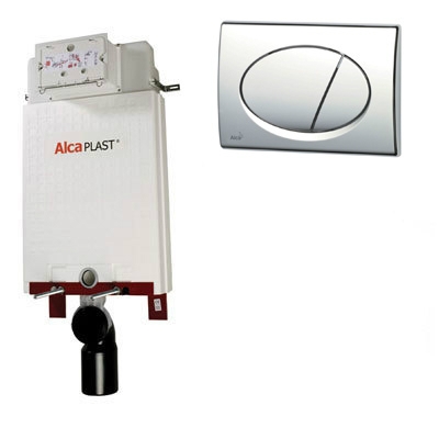 Alcaplast AM100 beépíthető WC tartály szett fényes króm nyomólappal s012