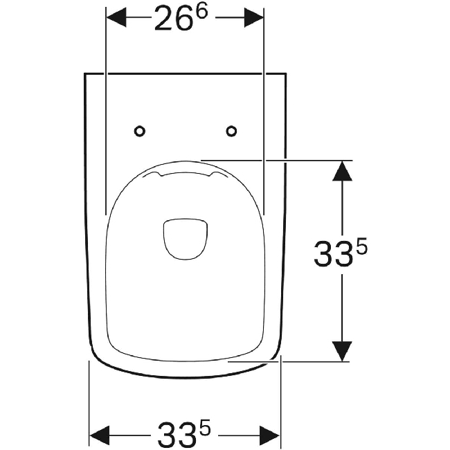 Geberit Selnova Square WC hátsó és alsó kifolyású perem nélküli GE-500.153.01.1 rajza