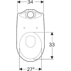 Geberit Selnova monoblokkos WC csésze alsó kifolyású GE-500.151.01.1 rajza