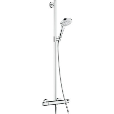 Hansgrohe Croma Select E SemiPipe termosztátos zuhanyrendszer komplett fehér króm 27248400