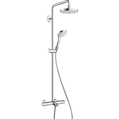 Hansgrohe Croma Select S Showerpipe 180 termosztátos zuhanyrendszer komplett fehér króm 27351400