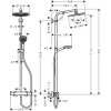 Hansgrohe Crometta S Showerpipe 240 1jet Eco termosztátos zuhanyrendszer króm 27268000 rajza