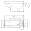 Kolo Opal Plus egyenes kád lábbal 160x70 AntiSlide felülettel XWP1260101 rajza