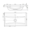 Marmorin Mérey 60 öntött márvány beépíthető mosdó VRA 6035 műszaki rajz