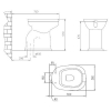 MOKO Wabi 505 nyitott mozgáskorlátozott WC csésze MOKO-523500 műszaki rajz