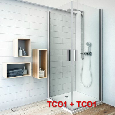 Roltechnik TCO1 900 egyszárnyas zuhanyajtó ezüst profil intimglass betét