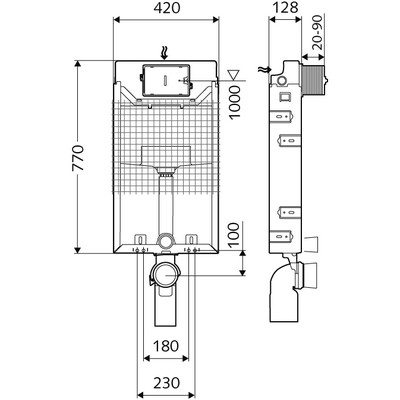 Schell Montus CN 120 beépíthető WC szerelőkeret 030580099 műszaki rajz