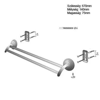 Bisk DECO antikolt réz dupla törölközőtartó rúd 610 mm (00411AB)
