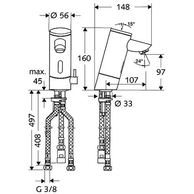 Schell Puris E infrás bojler mosdó csaptelep hálózati 012160699