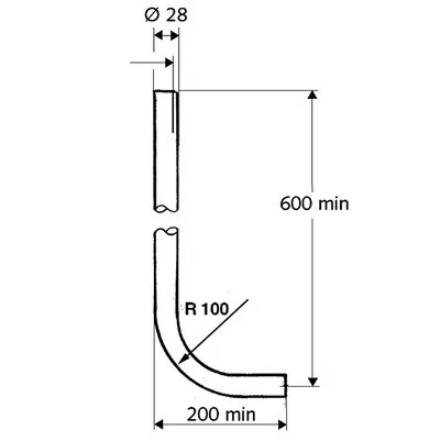 Schell WC öblítőcső 600x200 mm króm 031000699