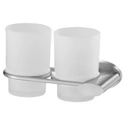  Bisk SIDE Brushed nikkel üveg dupla pohár tartóval (03119)
