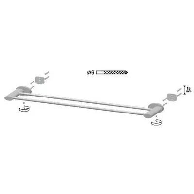 Bisk SIDE Brushed nikkel dupla törölközőtartó (03125)