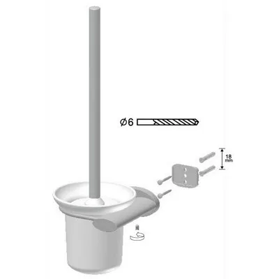 Bisk SIDE Brushed nikkel fali WC kefe üveg tartóval (03131)