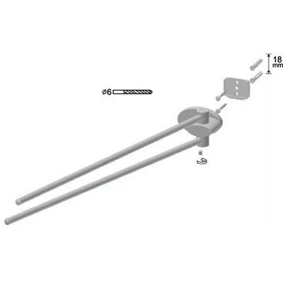 Bisk SIDE Brushed kétágú nikkel törölköző tartó (03132)