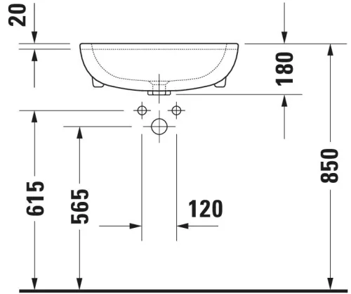 Duravit D-Code Félig beépíthető mosdó fehér Magasfényű 550 mm (0339550000)
