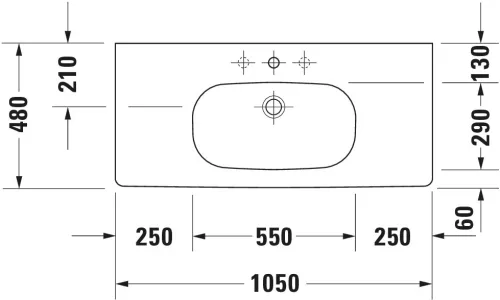 Duravit D-CODE alulról beépíthető mosdó 100x48 cm fehér 03421000002