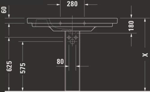 Duravit D-CODE alulról beépíthető mosdó 100x48 cm fehér 03421000002