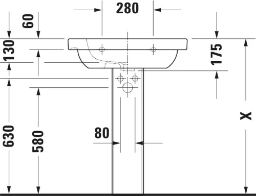 Duravit D-Code Mosdó fehér Magasfényű 650 mm (03426500002)