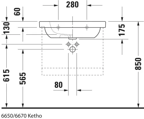 Duravit D-Code Mosdó fehér Magasfényű 650 mm (03426500002)