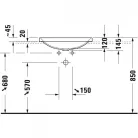 Duravit D-Neo felülről beépíthető mosdó csaplyuk nélkül 60x44 0358600079