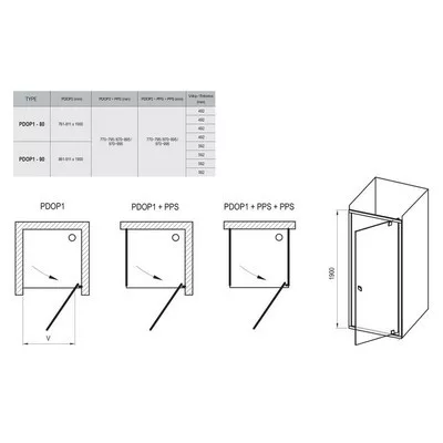 Ravak Pivot PDOP1-90 zuhanyajtó krómhatású+transparent