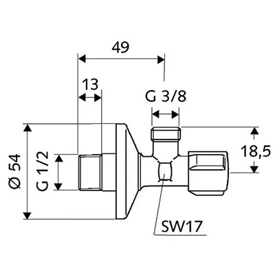 Schell sarokszelep COMFORT 1/2 col-3/8 col hollandi nélkül 052120699