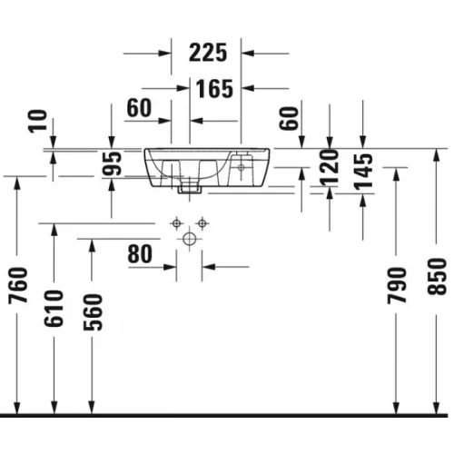Duravit D-Neo kézmosó csaplyuk jobbra alul mázas 40x22 0739400041