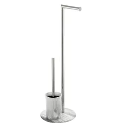   Bisk BIANCO 07621 króm álló wc kefe és wc papír tartó fehér (márvány) talppal (07621)