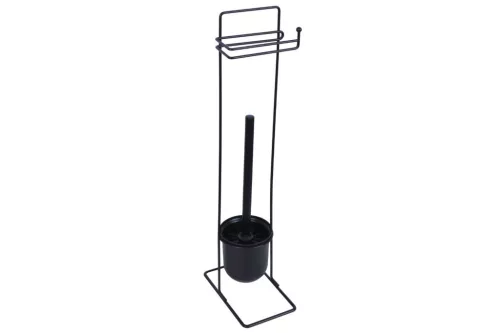 Bisk BASIC SQUARE 07926 álló wc kefe papírtartóval fekete (07926)