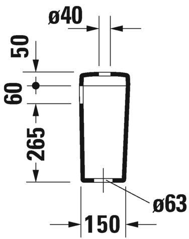 Duravit D-CODE monoblokkos WC tartály fehér alsó bekötés 0927100004 rajz2