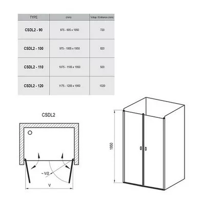 Ravak Chrome CSDL2-110 zuhanyajtó krómhatású+transparent