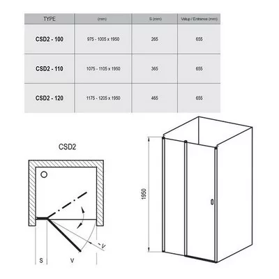 Ravak Chrome CSD2-120 zuhanyajtó krómhatású+transparent