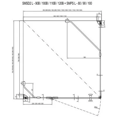 Ravak SmartLine SMSD2-120 zuhanyajtó (B) bal króm+transparent