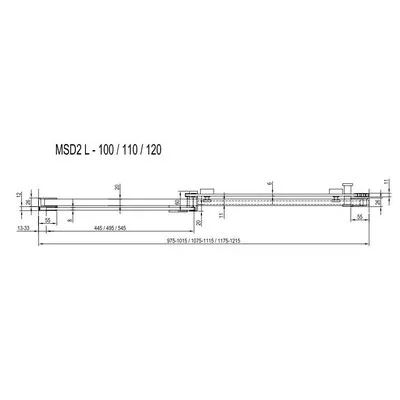 Ravak Matrix MSD2-110 zuhanyajtó bal fehér+transparent