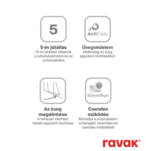 Ravak Blix II NBLDP4 130 zuhanyajtó fekete+transparent