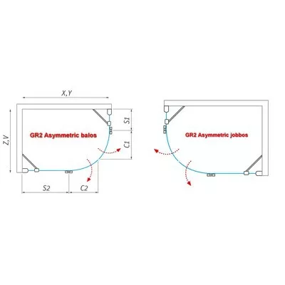 Roltechnik GR2 Asymmetric zuhanykabin brillant profil transparent betét balos (131-120080l-00-02)