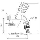 Mofém fali kifolyószelep légbeszívóval tömlővéggel 1/2 col króm (162-0007-00)