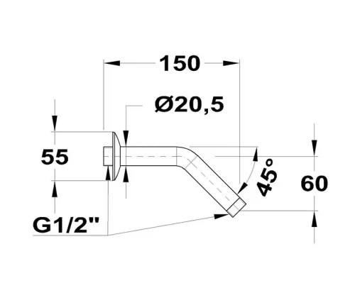 Mofém Zuhanykar 45° x 150 – krómozott sárgaréz (169-0003-00)