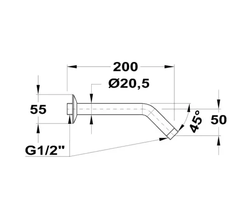 Mofém Zuhanykar 45° x 200 – krómozott sárgaréz (169-0003-01)