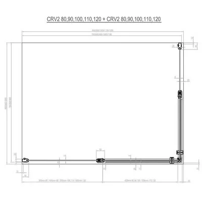Ravak Chrome CRV2 90 szögletes zuhanyajtó fehér profil transparent üveg (1QV70100Z1)